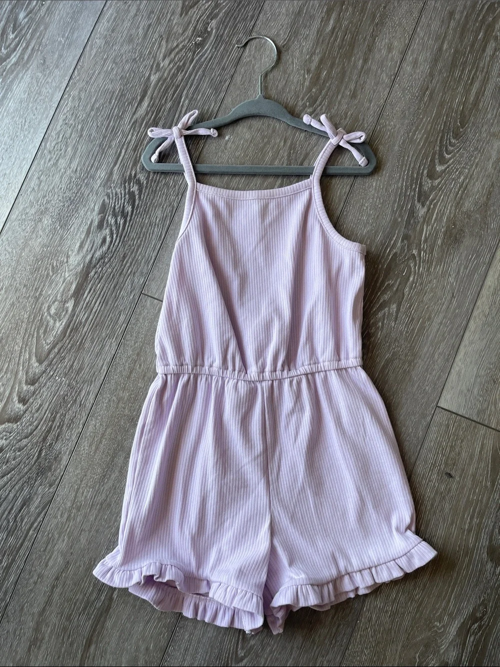 Old Navy Lilac Ribbed Tie-Shoulder Romper